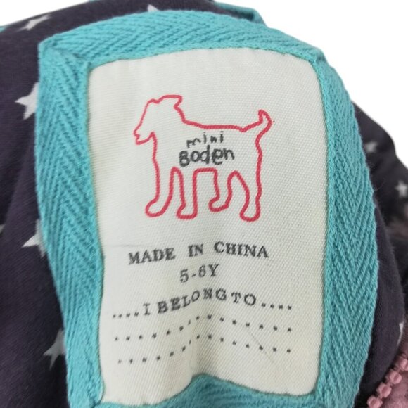 Mini Boden Teddy Bear Fleece Hooded Vest Size 5-6Y Pink Blue Stars Kids Faux Fur - Picture 10 of 11